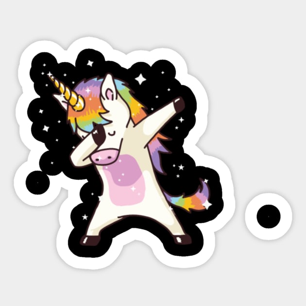 Dabbing unicorn funny shirt- Sticker by Xizin Gao